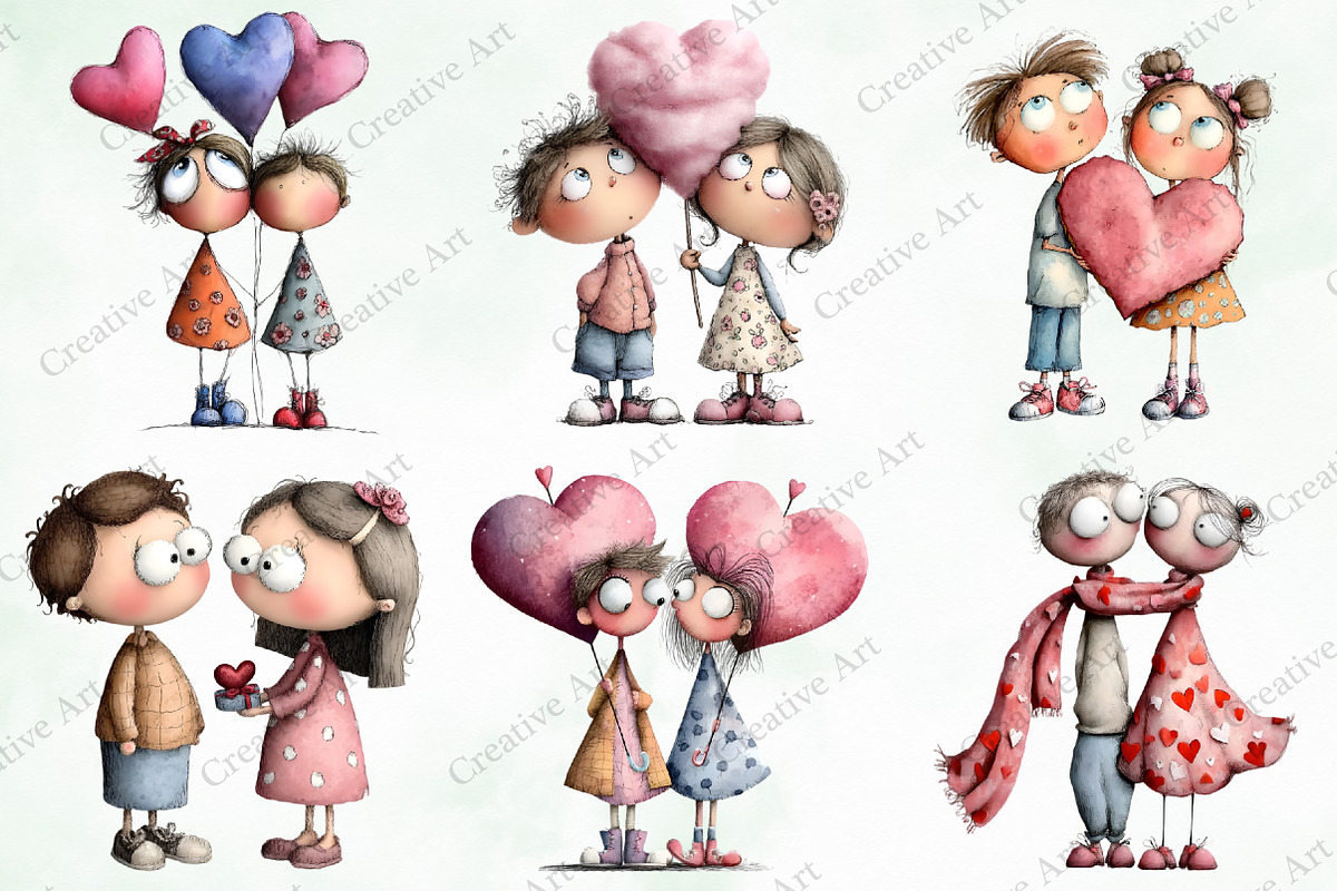 Valentine Quirky Couple Clipart, an Illustration by Creative Art (Photo 6 of 9)