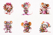 Whimsical Christmas Mice Clipart, a Seasonal Illustration by fashionaddict (Thumbnail 2 of 7)