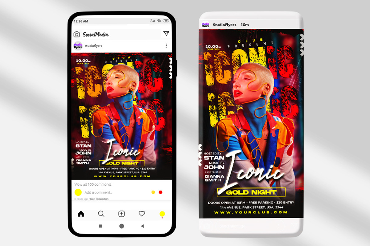 Iconic Night Club Instagram (PSD), a Social Media Template by studioflyers.com (Photo 2 of 3)
