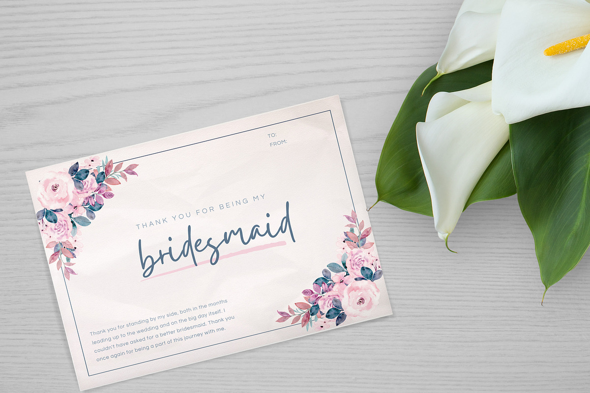 Bridesmaid Thank You Card Template, a Card Template by ByKopi (Photo 2 of 4)