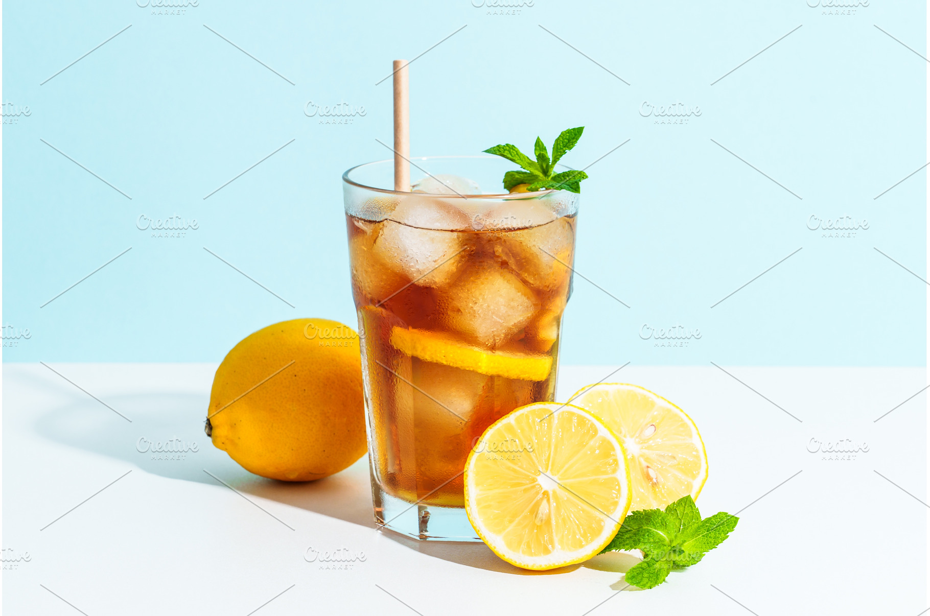 Summer cold drink on colored, a Food & Drink Photo by Nadia-nb