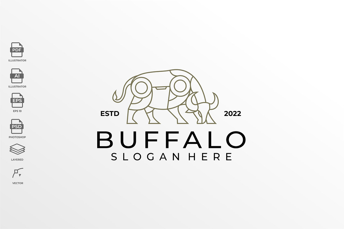 Geometric Lineart Buffalo Logo Icon, a Branding & Logo Template by Rupture