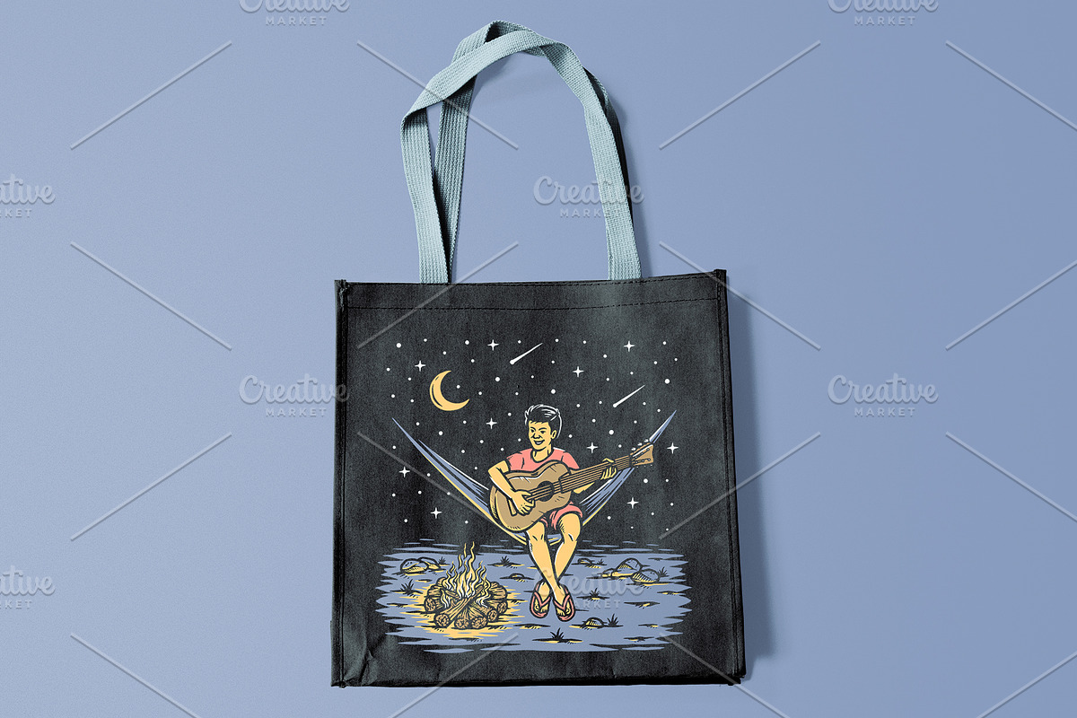 Man playing guitar under the stars, a Person Illustration by gunaonedesign (Photo 4 of 4)