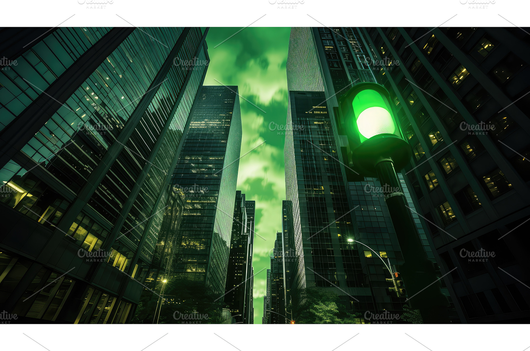 intersection traffic light green ai, a Transportation Photo by pikepicture