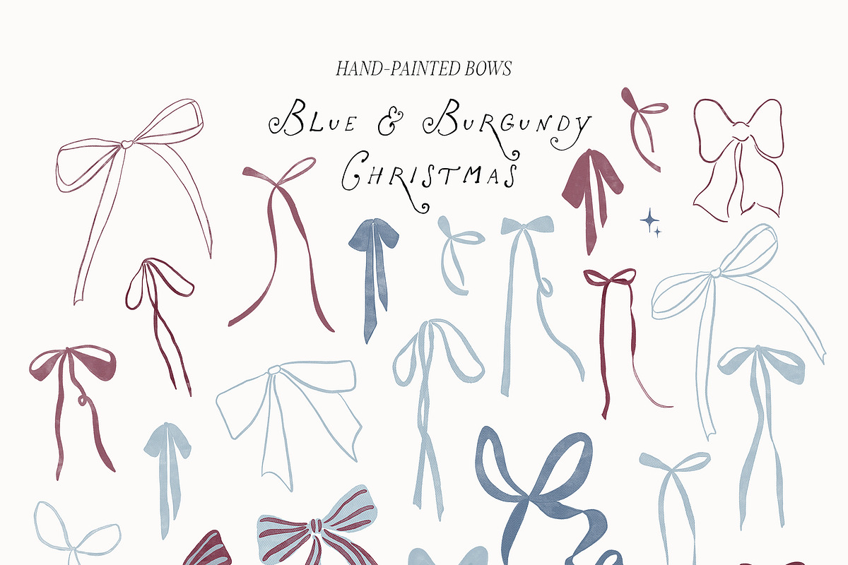 Hand-Painted Blue Burgundy Christmas, an Object Graphic by Lana Elanor (Photo 7 of 24)