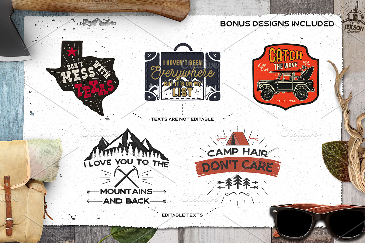 Retro Camp Road Trip Badge Kit, a Branding & Logo Template by JeksonGraphics (Photo 8 of 10)