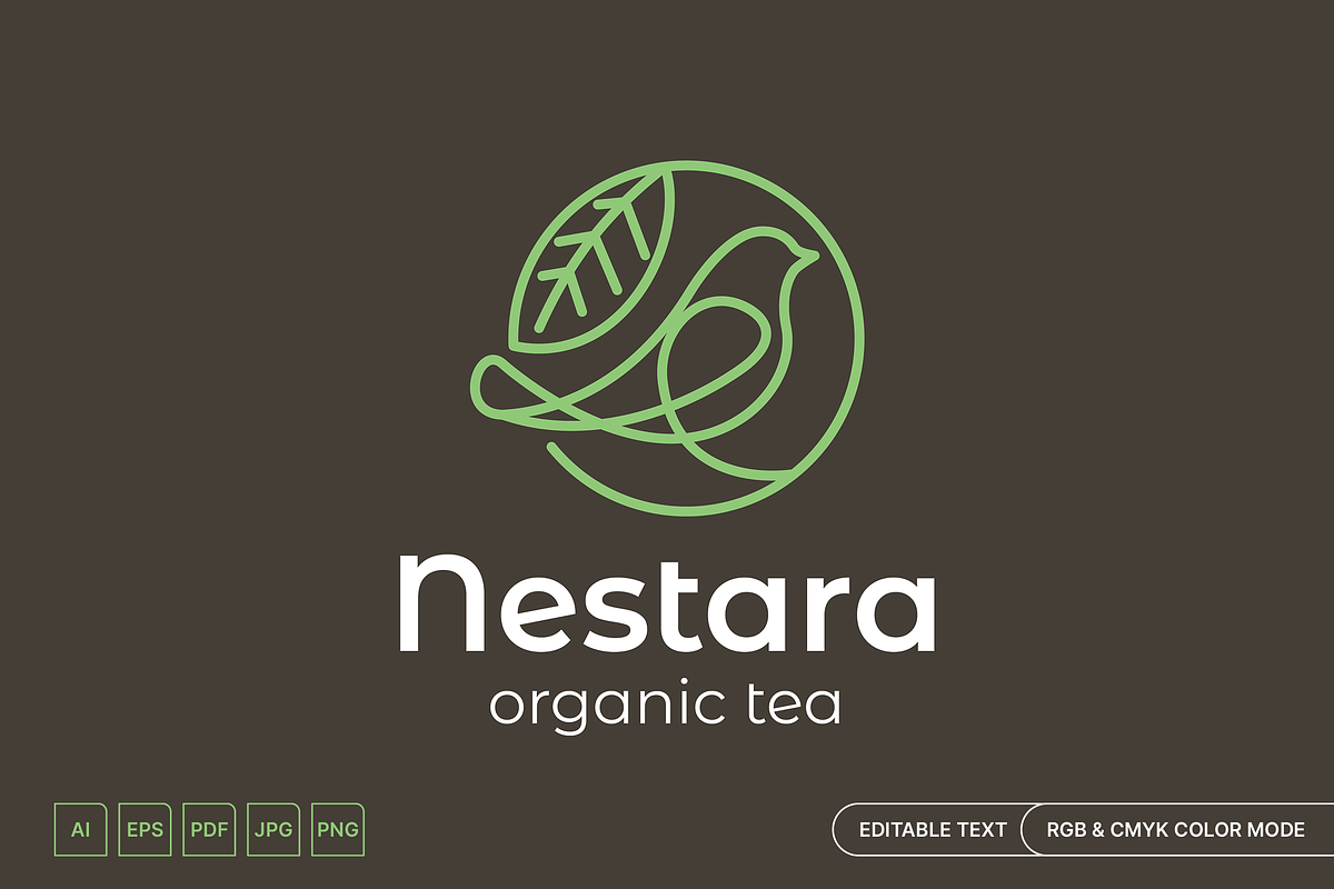 Nestara Bird and Leaf Tea Logo, a Branding & Logo Template by muhisya
