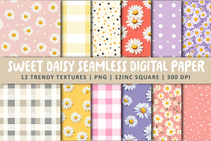 Sweet Daisy Seamless Digital Paper, an Illustration by OK Design