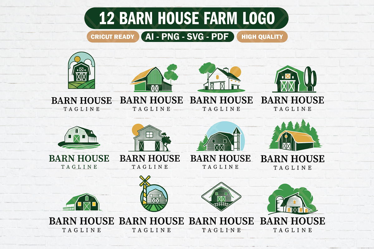 12 Barn House Farm logo SVG bundle, a Branding & Logo Template by Guavanaboy (Photo 1 of 3)