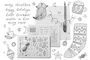 Christmas Doodle Line Art Winter Set, an Illustration by Chloe's Illustrations (Thumbnail 1 of 8)