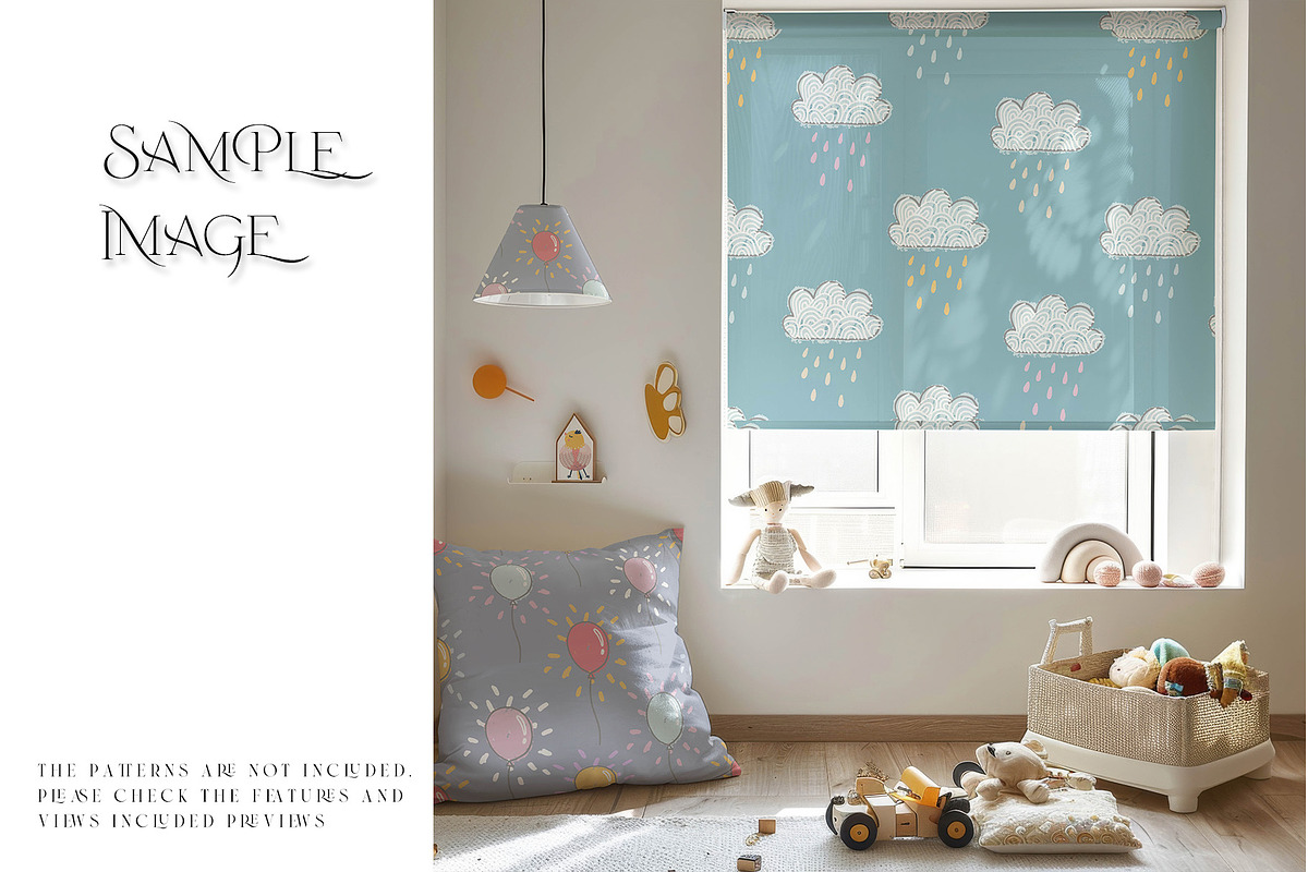 Nursery Roll Blinds & Pillow Mockups, a Household Mockup by mock-ups (Photo 6 of 14)
