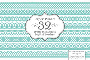 Aqua Vector Lace Borders Clipart, an Illustration by Amanda Ilkov (Thumbnail 1 of 5)