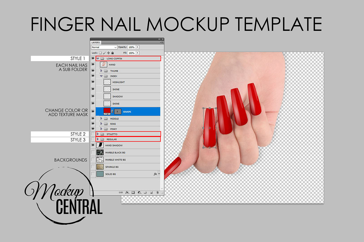 Press-On Finger Nail Wrap Art Mockup, a Mockup by HaywireMedia & Mockups (Photo 2 of 4)