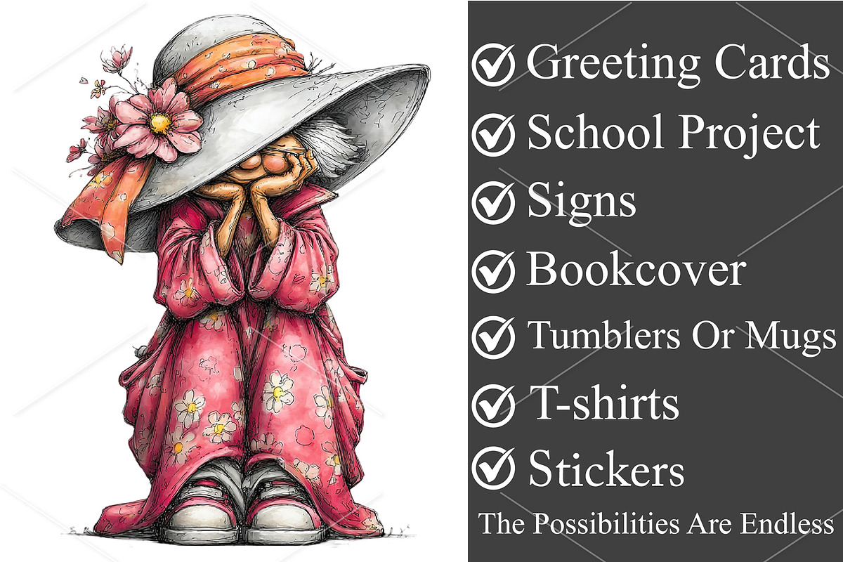 Summer Funny Grandma Clipart PNG, a Seasonal Illustration by Canvas Craft (Photo 3 of 6)