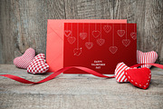 Red love cards with drowing hearts, a Background Graphic by ExpressShop (Thumbnail 2 of 4)
