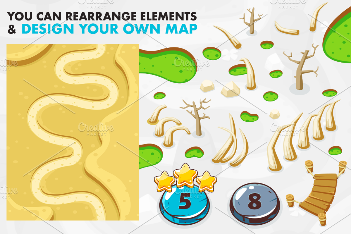 Wooden GUI and Game Level Map BUNDLE, an Illustration by wowu (Photo 17 of 17)