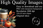 Watercolor Fall Coffee Clipart, an Illustration by Craft Nest (Thumbnail 2 of 9)
