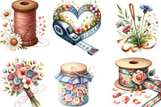 Floral Sewing Sublimation Clipart, an Illustration by Designking (Thumbnail 3 of 4)