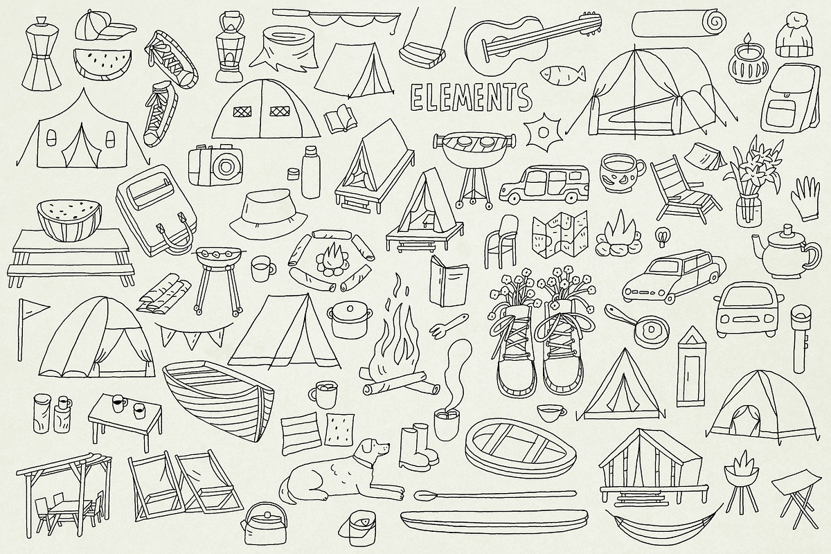 Hand Drawn set|256 Glamping elements, an Object Graphic by Sasha Mitkalova (Photo 3 of 6)