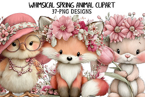 Whimsical Spring Animal Clipart, an Illustration by Daily.Designs