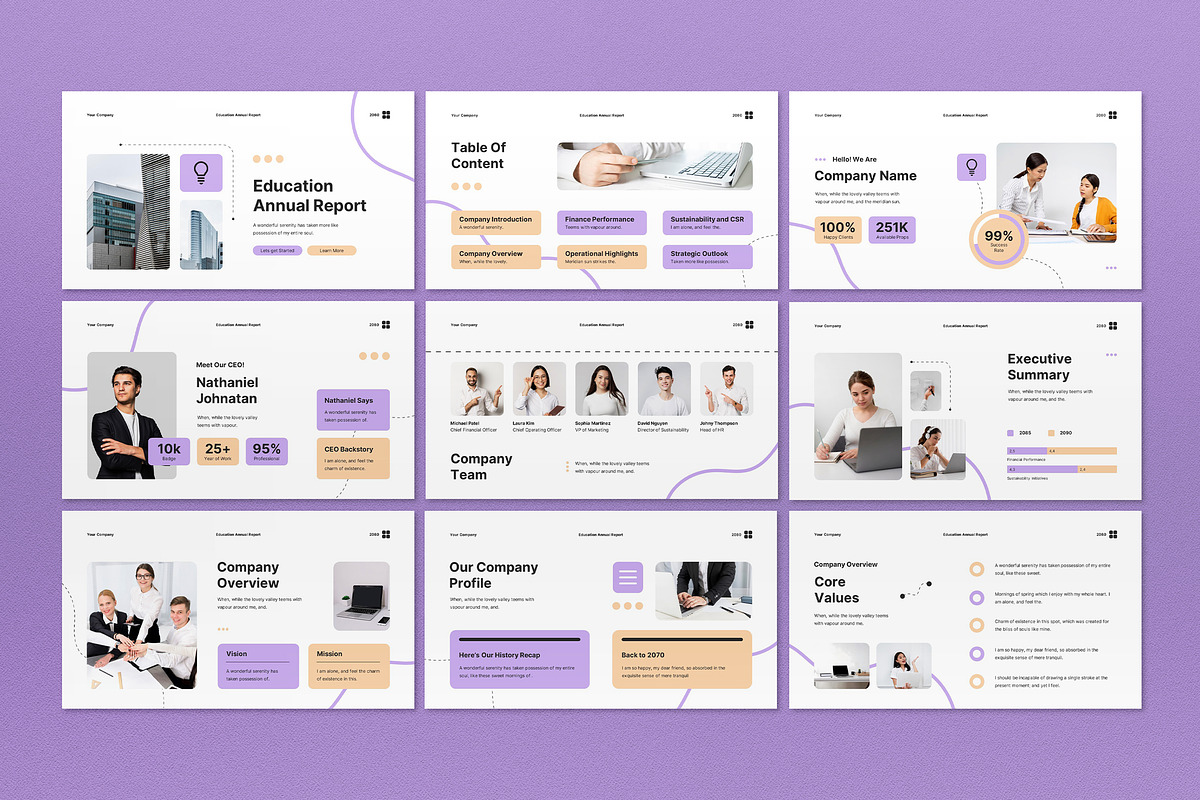 White Modern Annual Report PPT, a Presentation Template by graphicook (Photo 2 of 5)