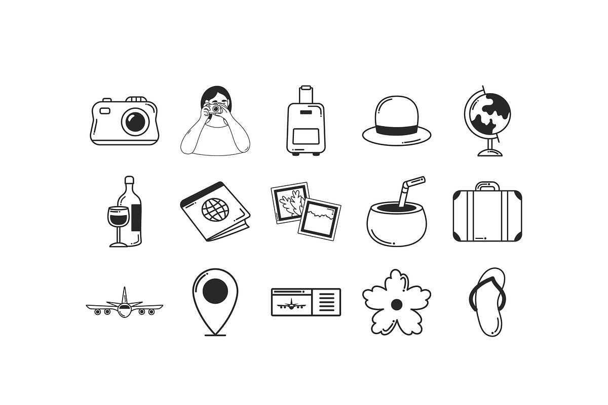 Travel Doodle Icons Set