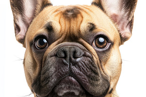 Close up portrait of a fawn French Bulldog with upright ears and, an Animal Photo by José Manuel Gelpi