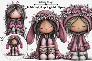 Whimsical Spring Girl Clipart, an Illustration by GatewayDesign