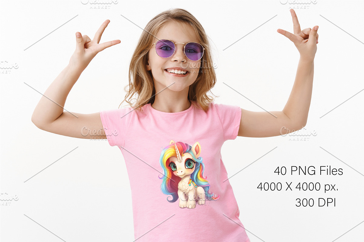 Big bundle of Cute unicorns. TShirt, an Animal Illustration by KENO Mascots (Photo 8 of 10)