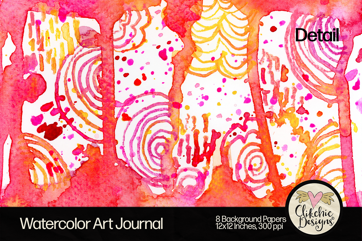 Watercolor Art Journal Backgrounds, a Texture Graphic by Clikchic Designs (Photo 7 of 10)