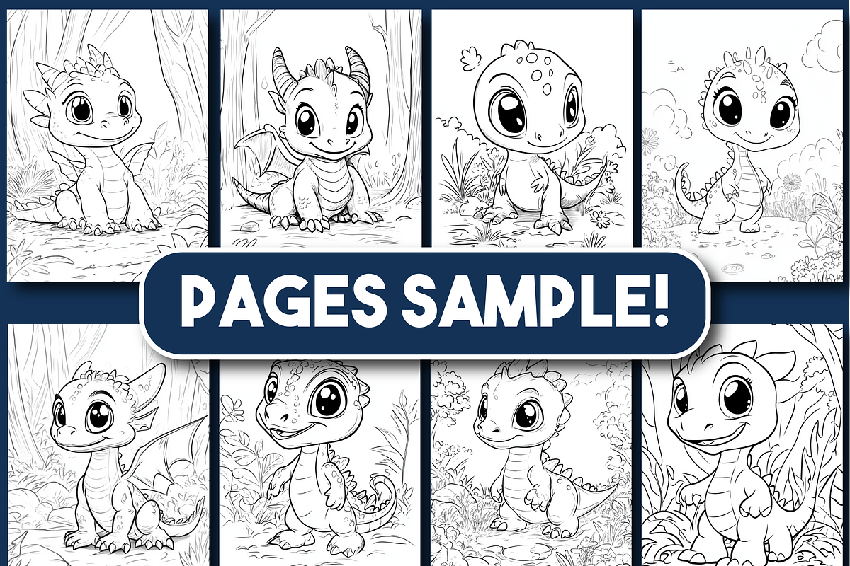 Cute Baby Dragon Coloring Book, an Animal Illustration by Printable Design Store (Photo 3 of 3)