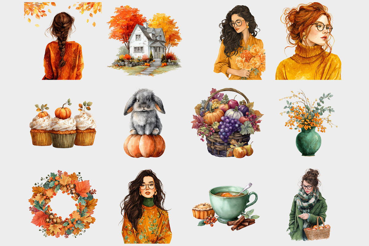 Watercolor Fall Clipart, a Seasonal Illustration by Design Market (Photo 4 of 5)