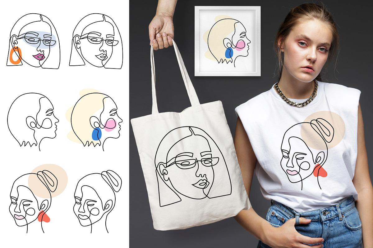 One Line Drawing Woman Face SVG PNG, an Object Graphic by jelisua88