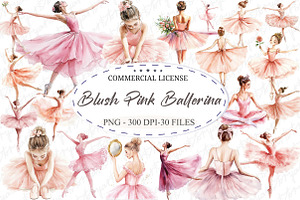 Watercolor Blush Pink Ballerina Clip, an Illustration by designcity5