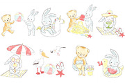 Summer beach pool animals clipart, an Animal Illustration by Magic Story Studio (Thumbnail 2 of 4)