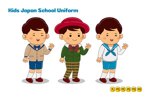Kids Japan School Uniform Vector #01, a Person Illustration by MEDZ
