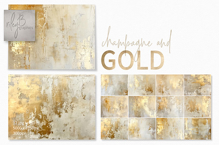 Champagne and Gold Texture Paintings, a Texture Graphic by rileyBgraphics