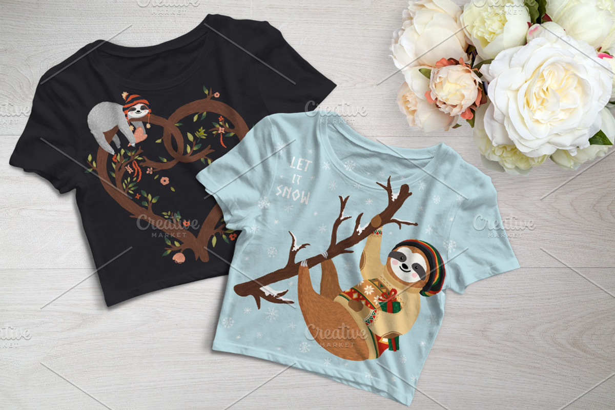 Cute Sloths Prints & Patterns, an Animal Illustration by Dasha_D (Photo 7 of 13)