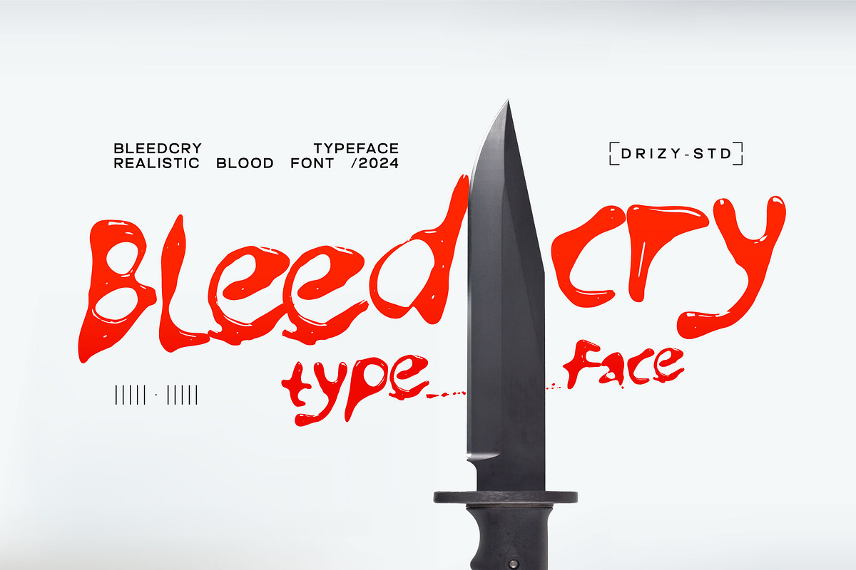 Bleedcry Typeface - Realistic Blood, a Handwritten Font by Drizy (Photo 1 of 9)