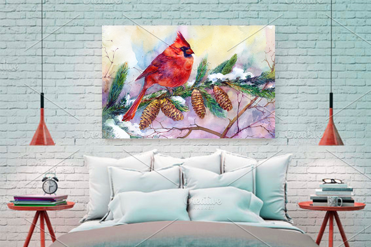 The northern cardinal redbird, a Texture Illustration by MaryAmi (Photo 2 of 3)