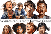 Watercolor Children Emotions Clipart, an Object Graphic by ArtisticTimberStudio (Thumbnail 1 of 2)