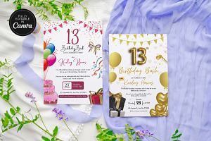 13th Birthday Invitation Canva PDF, an Invitation Template by Snapybiz