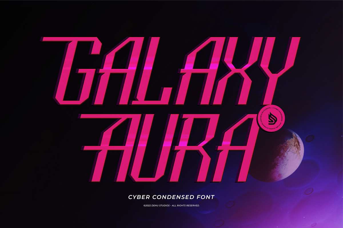 Galaxy Aura | Cyber Condensed Font, a Sans Serif Font by Denustudios (Photo 1 of 12)