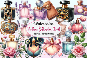 Watercolor Perfume Clipart., a Graphic by CitraGraphics