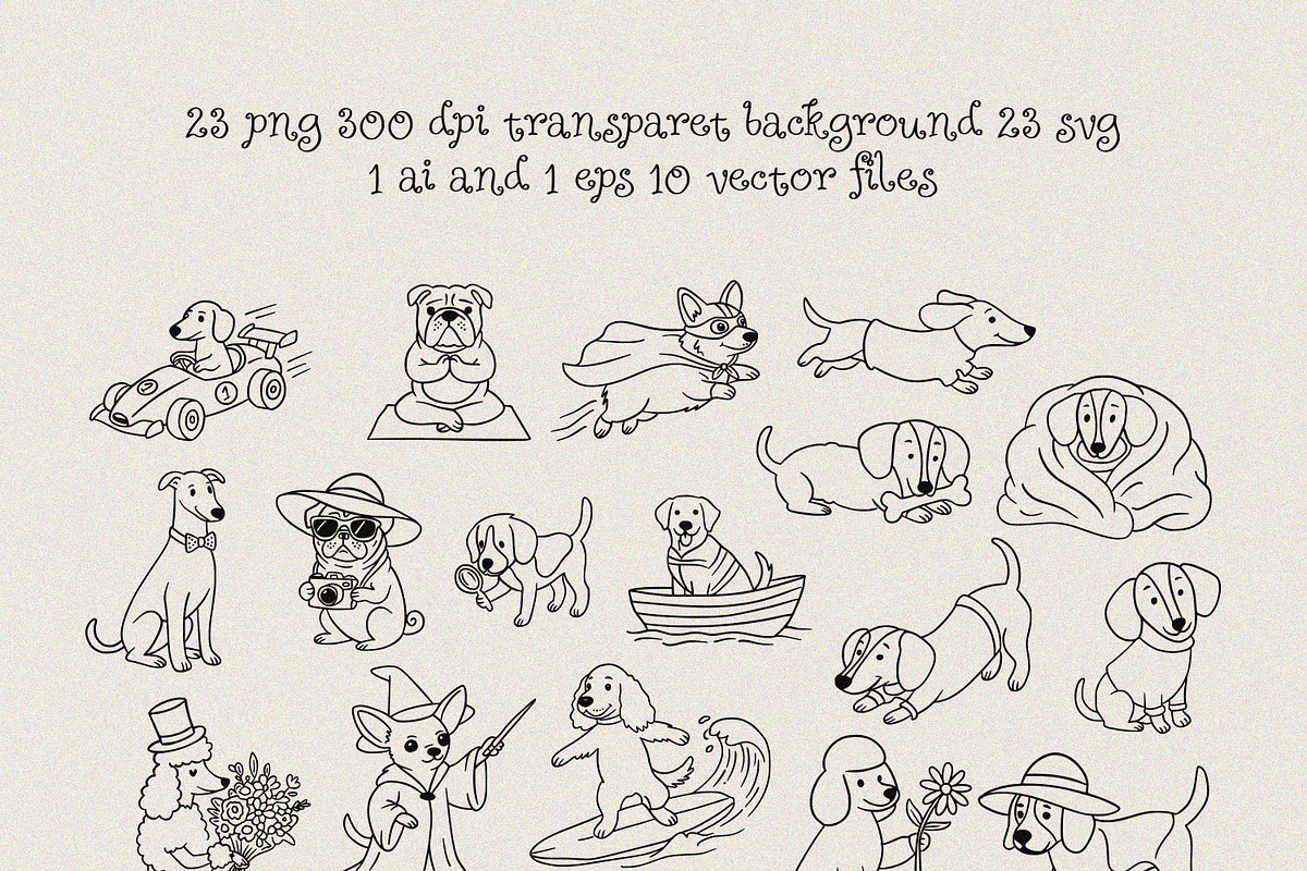 Cute Doodle Puppies Vector set, an Animal Illustration by MaxArt Foundry (Photo 1 of 6)