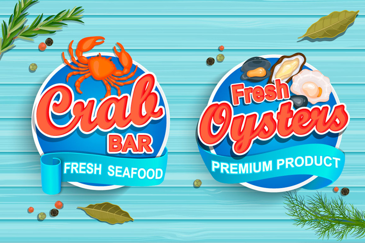 Seafood emblems and icons., a Food Illustration by tanda_V (Photo 4 of 5)
