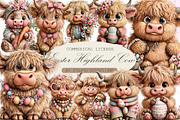 Whimsical Easter Highland Cow Clipar, an Illustration by Sublimation Artist (Thumbnail 1 of 5)