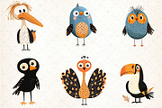 Quirky Birds Hand-Drawn Clipart, an Illustration by DreamCafeArt (Thumbnail 2 of 8)