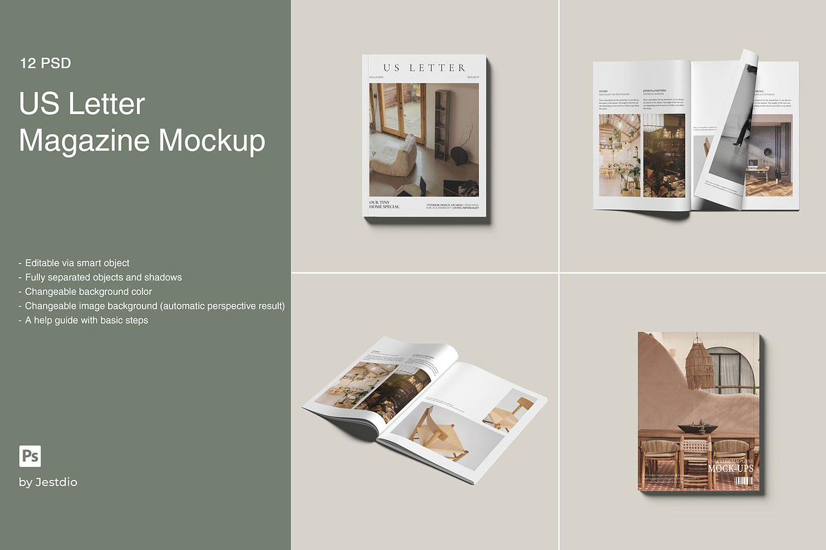 US Letter Magazine Mockup, a Books & Magazine Mockup by Jestdio (Photo 1 of 17)