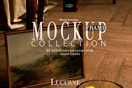 Lucerne room & Rustic Mockup Frame, a Household Mockup by LAMIA DESIGN